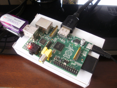 Close up of the Raspberry Pi in operation.
